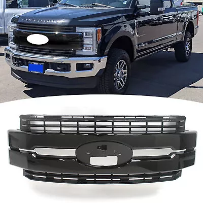 For 2017 2018 2019 Ford F250 F350 F450 Super Duty Front Bumper Grill Gloss Black • $260.99