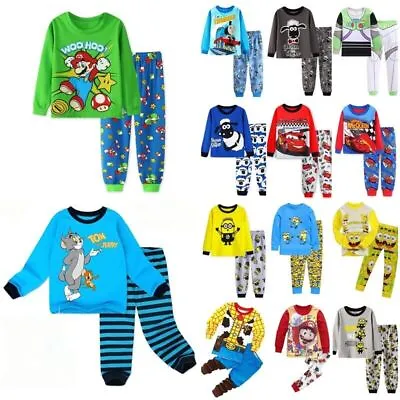£9.99 • Buy 2Pcs Boys Girls Kids Children Pyjamas Super Mario Long Sleeve Pjs Set Nightwear