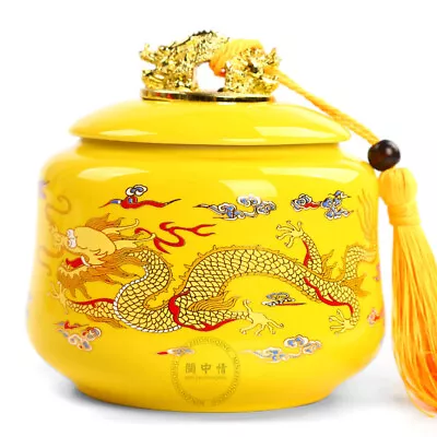 Chinese Traditional Ceramic Dragon Pot Seal Caddy Tea Set Retro Tea Canister Jar • $32.84