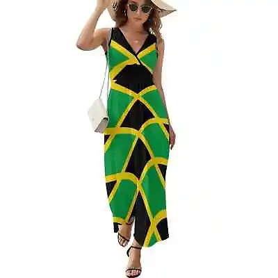 Jamaican National Flag Print Summer Dress...Size L.....12- • £39.99