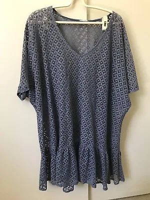 $9.99 • Buy Oysho Crotchet See Though Dress SiZe M  10–12 Greyish Blue Ruffles