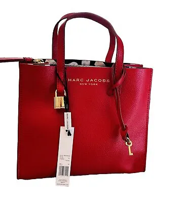 Marc Jacobs Women's Grind Coated Leather Mini Tote Bag - Fire Red (M0015685) NWT • $225