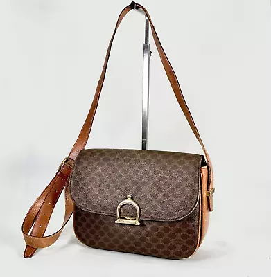 CELINE Vintage Macadam Shoulder Bag Crossbody Bag PVC Leather SF07  Ck1003 Auth • $189