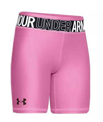 Girls Under Armour HeatGear Pink Bike Shorts Large 14 NWT • $11.50