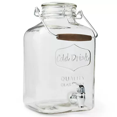 2-Gallon Glass Beverage Dispenser With Lid Party Mason Jar Cold Drink Dispensers • $33.55