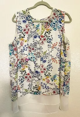 Violet & Claire Women’s Size 1X Multicolored Floral Semi Sheer Sleeveless Blouse • $8