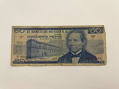 MEX Bank Notes: El Banco De Mexico S.A 50 Pesos 1973 Serie U Serie. Y4801842 • $0.01