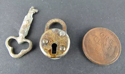 Vintage MINIATURE Padlock & Key GRAMMES Clover VERY SMALL 3/4  COLLECTORS LOOK! • $69.99