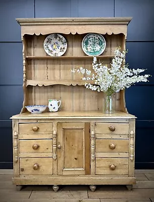 Antique Pine Dresser / Victorian Kitchen Dresser / Farmhouse Display Cabinet • £895.50