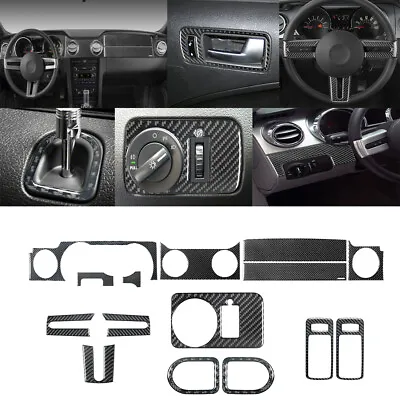 15Pcs Real Carbon Fiber Dash Interior Trim Cover Kits For Ford Mustang 2005-2009 • $69.89