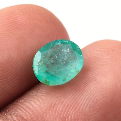 1.72 Ct Certified Natural Emerald Zambia Oval Cut Faceted Emerald Loose Gemstone • $19.99