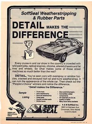 Vintage 1985 Print Ad For Soft Seal Auto Weatherstripping • $5.50