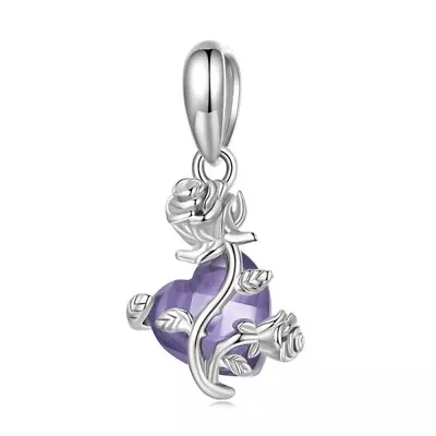 $27.99 • Buy S925 Sterling Silver Romantic Heart Love Rose Hanging Charm -YOUnique Designs