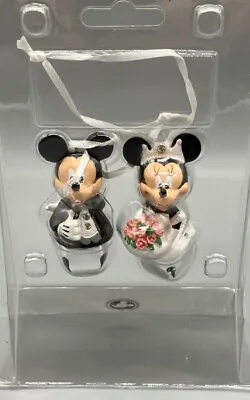 NEW Disney Mickey Minnie Mouse BRIDE & GROOM Jingle Silver Bell Ornament Wedding • $20