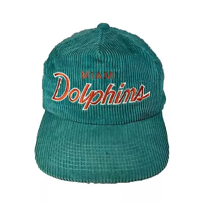 VTG 80s Miami Dolphins Zipback Corduroy Script Hat NFL Sports Specialties Cap • $99.99