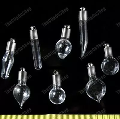 £3.59 • Buy MINI Empty TEARDROP/GLOBE/TUBE Vials GLASS BOTTLES Vial CHARM PENDANT Tears