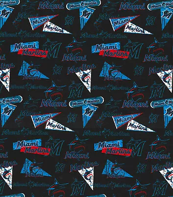 MLB Cotton Fabric Miami Marlins Retro (HALF YARD) • $9.99