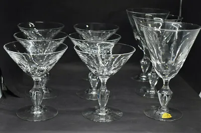 Tiffin Glass Festival Stemware Set Of 9 Champagne & Water Goblets Air Bubble • $95