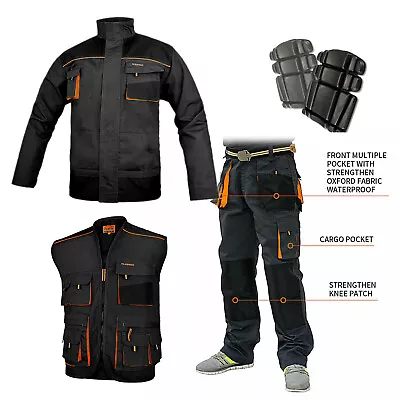 NEW Mens Work CLOTHES TROUSERS + Knee Pads Jacket Vest_Dungarees Multi Pocket • £18.99