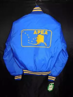 Vintage Holloway S NWT Blue Gold Alaska APEA Jacket State Map Windbreaker USA Sm • $27.99