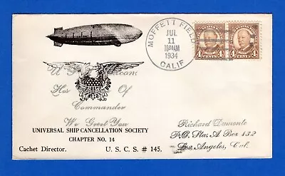 USS Macon ZRS-5 Change Of Command - Moffett Field USCS Cachet #145 7/11/34-3.2 • $12.99