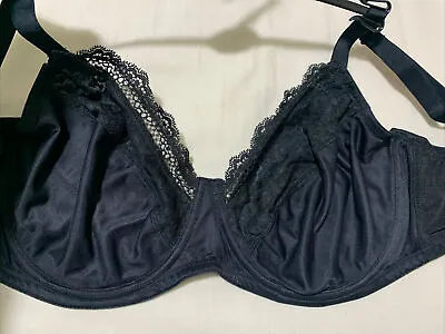 M&S UNDERWIRED MINIMISER Full Cup Bra With LACE In BLACK Size 38F • £12.99