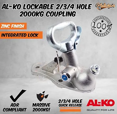 $89.95 • Buy ALKO Trailer 2/3/4 Hole Quick Release Lockable Coupling Hitch 2000KG 614065LPL