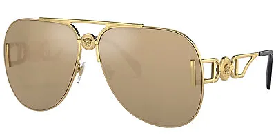 Versace Medusa Biggie Gold-Tone Pilot Sunglasses - VE2255 100203 63 - Italy • $159.99