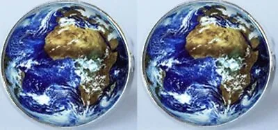 Planet Globe World Map Cufflinks Blue Silver History Geography Teacher W2 Uk Sho • £5.89