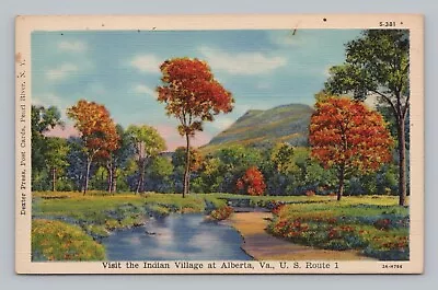 Postcard Visit The Indian Village At Alberta Virginia U.S. Route 1 • $5.99