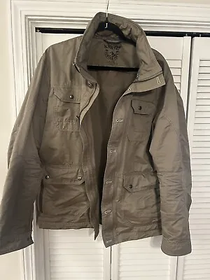 Kuhl Kollusion Jacket Mens X-Large Tan Waxed Cotton  Zip Hooded Pockets Unlined • $70