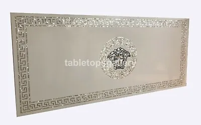 £5462.92 • Buy 6'x3' Marble Desginer's Dining Table Top Mother Of Pearl Versace Logo Decor W359