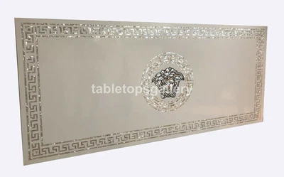 £4478.29 • Buy 6'x3' Marble Desginer's Dining Table Top Mother Of Pearl Versace Logo Decor W359