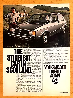 1981 Volkswagen Rabbit Diesel—stingiest Car In Scotland—vintage Vw Magazine Ad • $8.40