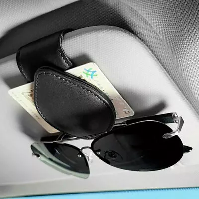 Car Sun Visor PU Leather Glasses Sunglasses Card Holder Clip Vehicle Accessories • £6.90