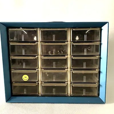 Vintage 15 Drawer Metal Akro-Mills Small Parts Storage Organizer Cabinet Bins • $34.55