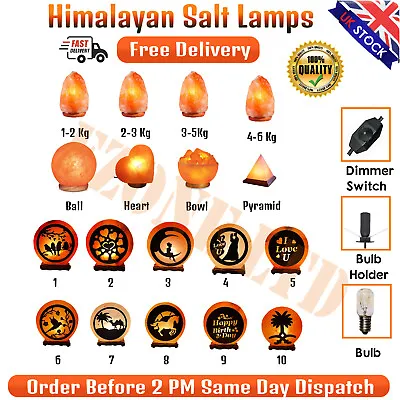 Himalayan Salt Lamp Carved Shape Natural Pink Crystal Rock Light Decor UK  Stock • £21.99