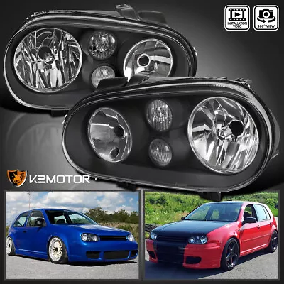 Black Fits 1999-2006 VW Golf GTI MK4 Headlights W/ Built-in Projector Fog Lamps • $84.38