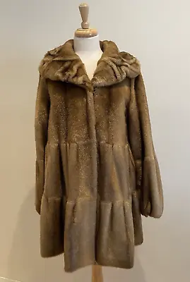 Jones New York Wn's Sz M Faux Mink Fur Tiered Swing Coat Retail $380 • $89