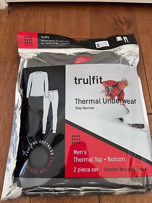 Trufit Thermal Base Layer Underwear Men's Top + Bottom 2 Piece Set Gray Small • $14.44