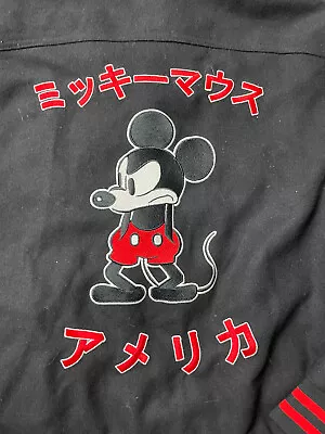 Disney Forever 21 Varsity Jacket Mens Large Black Red Angry Mickey Mouse Japan • $50