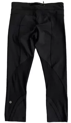 Lululemon Run Inspire Crop II Black 20  Inseam Leggings Luxtreme Women's Sz 6 • $17.49