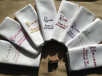 £7.50 • Buy Personalised Embroidered Wedding Napkins Favours  100% Cotton Place Setting