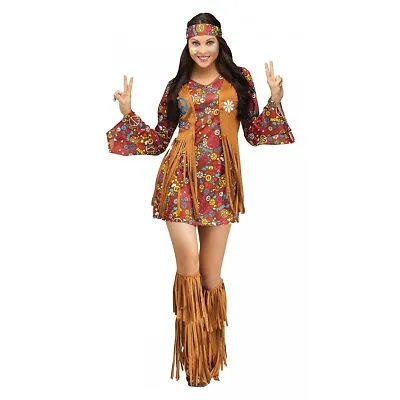 Sexy Hippie Costume Adult 60s 70s Halloween Fancy Dress • $27.14