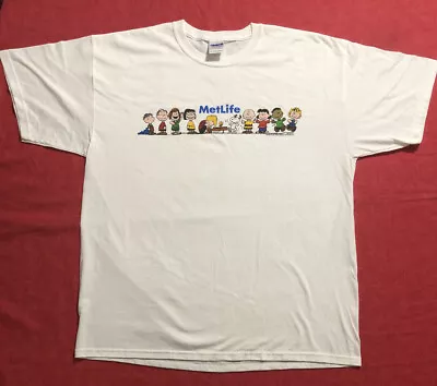 Peanuts Charlie Brown Met Life S/s White Crew T-shirt Adult XL • $8.80