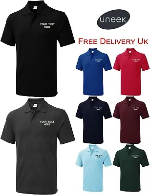 Personalised Embroidered Your Text UX Polo Shirt Casual Workwear Unisex Top • £8.99