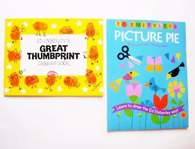 Lot 2 Ed Emberley Great Thumbprint Drawing Book Picture Pie-Cut & Paste Draw • $10.95