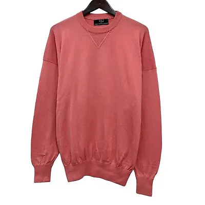 N.Peal Saks Fifth Avenue Men's Crewneck Sweater Cashmere/Cotton Coral Scotland M • $128.38