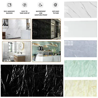 1-30x Self Adhesive Tile PVC Stick On Wall Sticker Marble Effect Wallpaper Panel • £9.99