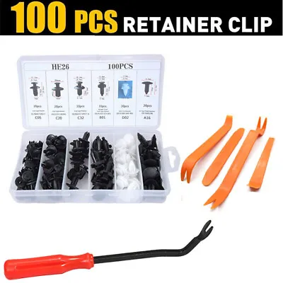 100Pcs Bumper Trim Panel Clips Fender Push Pin Rivets Retainer Fasteners 5×Tools • $8.79